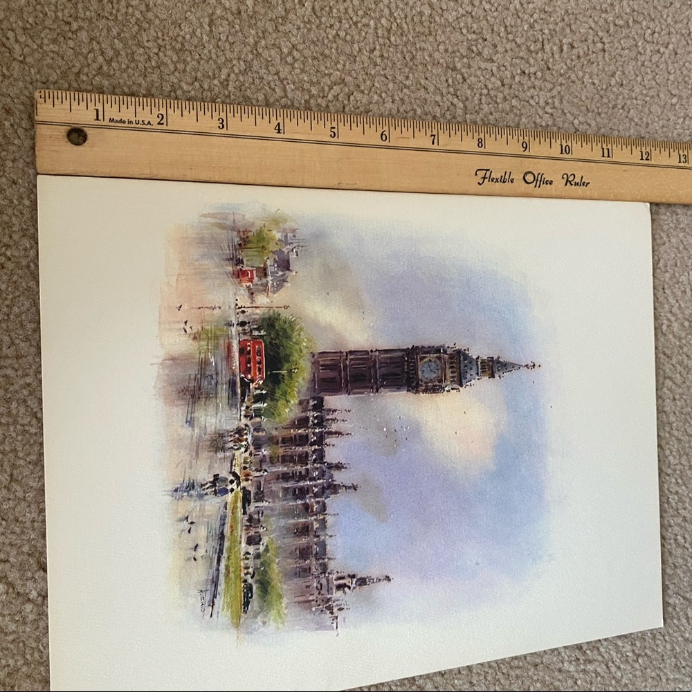 Big Ben London watercolor print Asterio Pascolini vintage - Picture 10 of 10